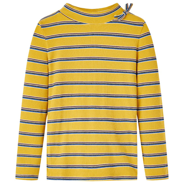 Langærmet T-shirt til børn str. 140 okkergul