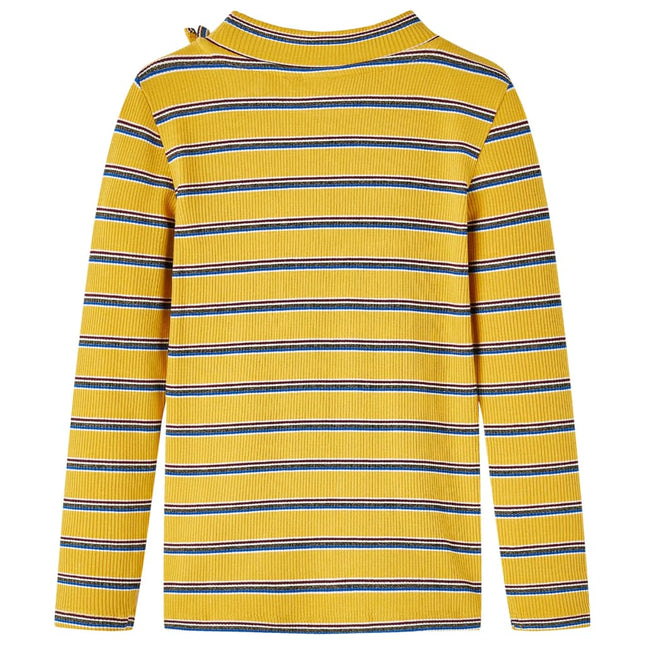 Langærmet T-shirt til børn str. 140 okkergul