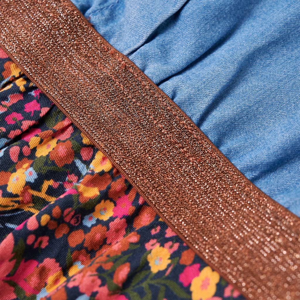 Langærmet kjole til børn str. 116 marineblå og denimblå