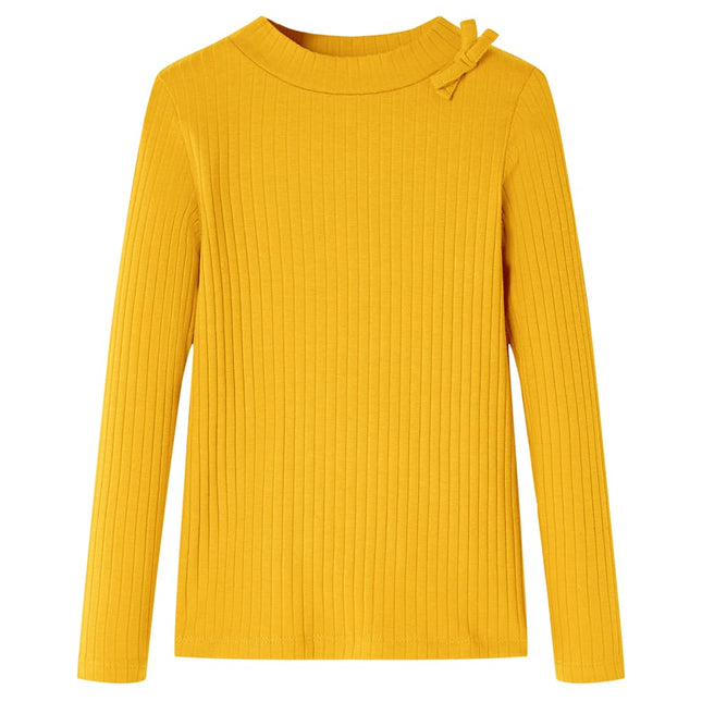 Langærmet T-shirt til børn str. 92 okkergul