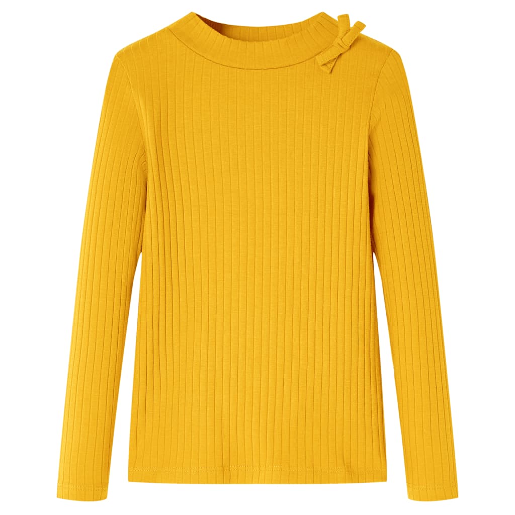 Langærmet T-shirt til børn str. 104 okkergul