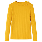 Langærmet T-shirt til børn str. 104 okkergul