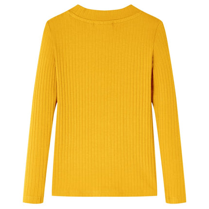 Langærmet T-shirt til børn str. 104 okkergul