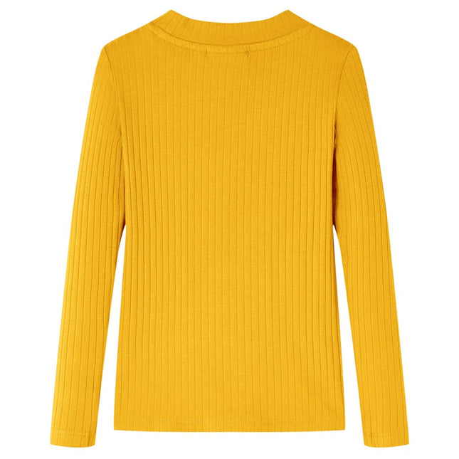 Langærmet T-shirt til børn str. 104 okkergul