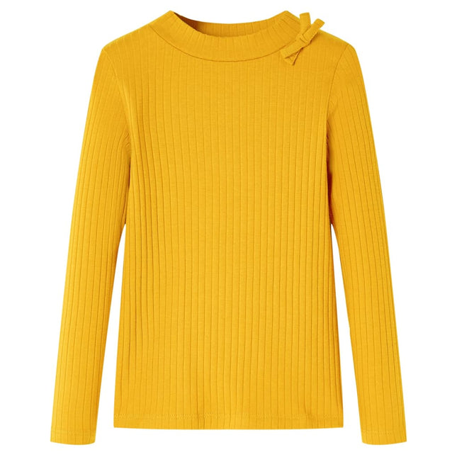 Langærmet T-shirt til børn str. 116 okkergul
