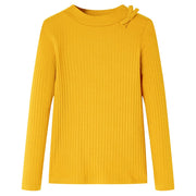 Langærmet T-shirt til børn str. 116 okkergul