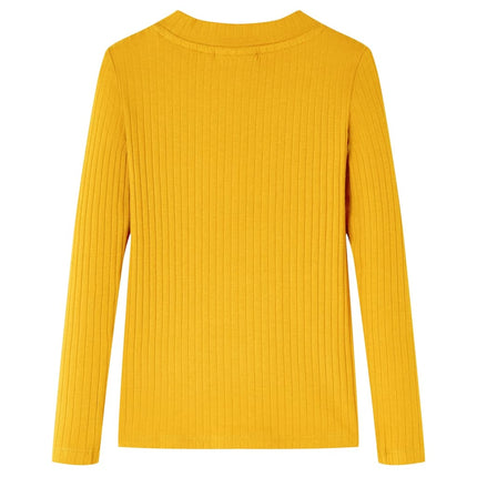 Langærmet T-shirt til børn str. 116 okkergul