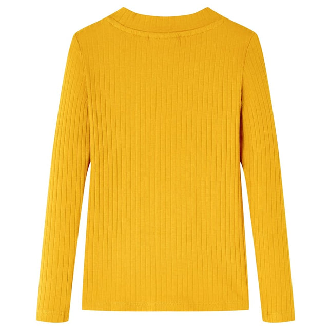 Langærmet T-shirt til børn str. 116 okkergul