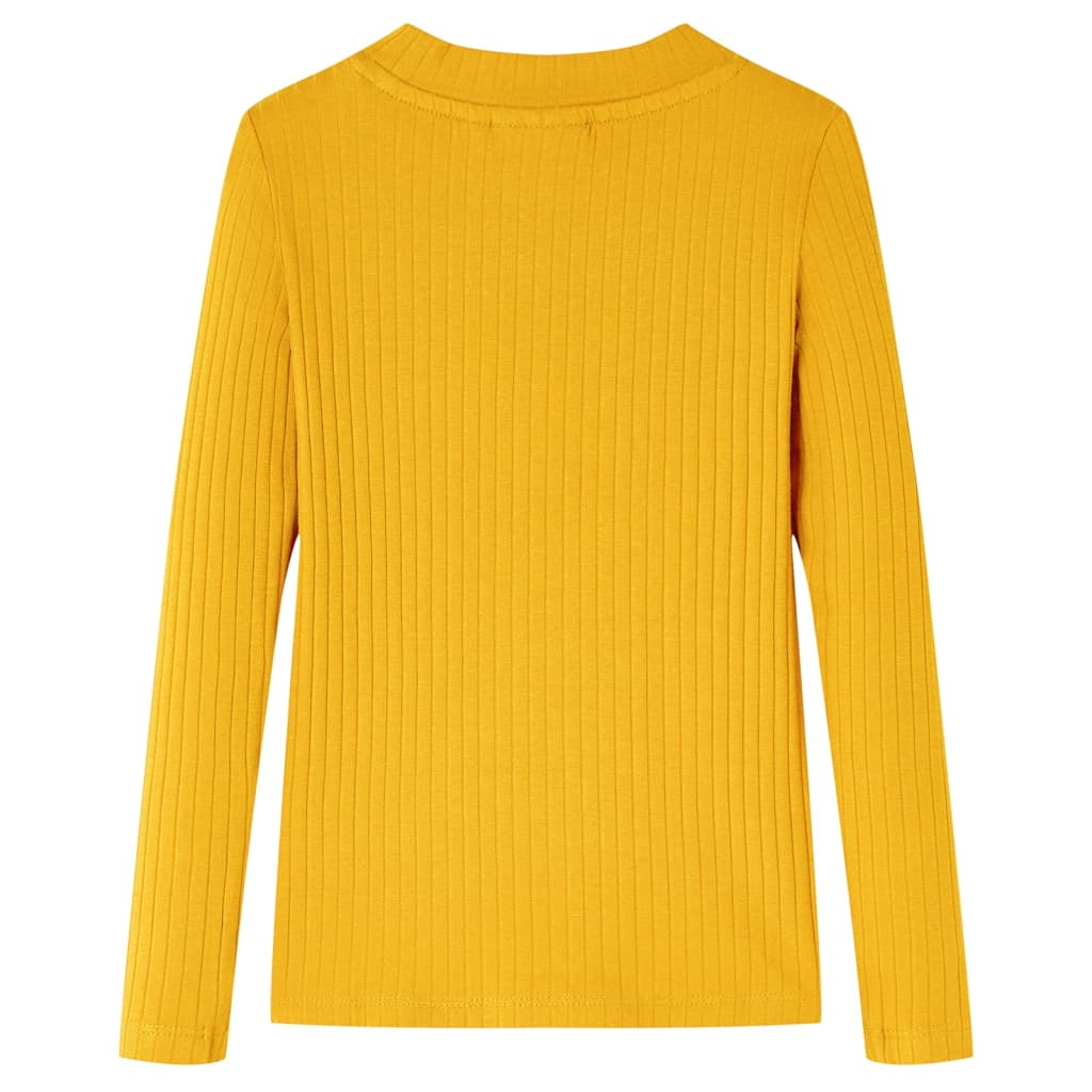 Langærmet T-shirt til børn str. 116 okkergul