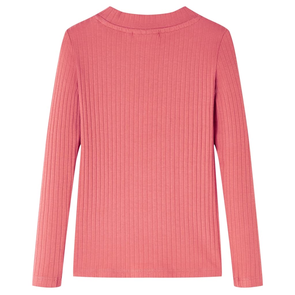 Langærmet T-shirt til børn str. 116 gammelrosa