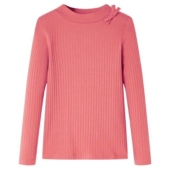 Langærmet T-shirt til børn str. 128 gammelrosa