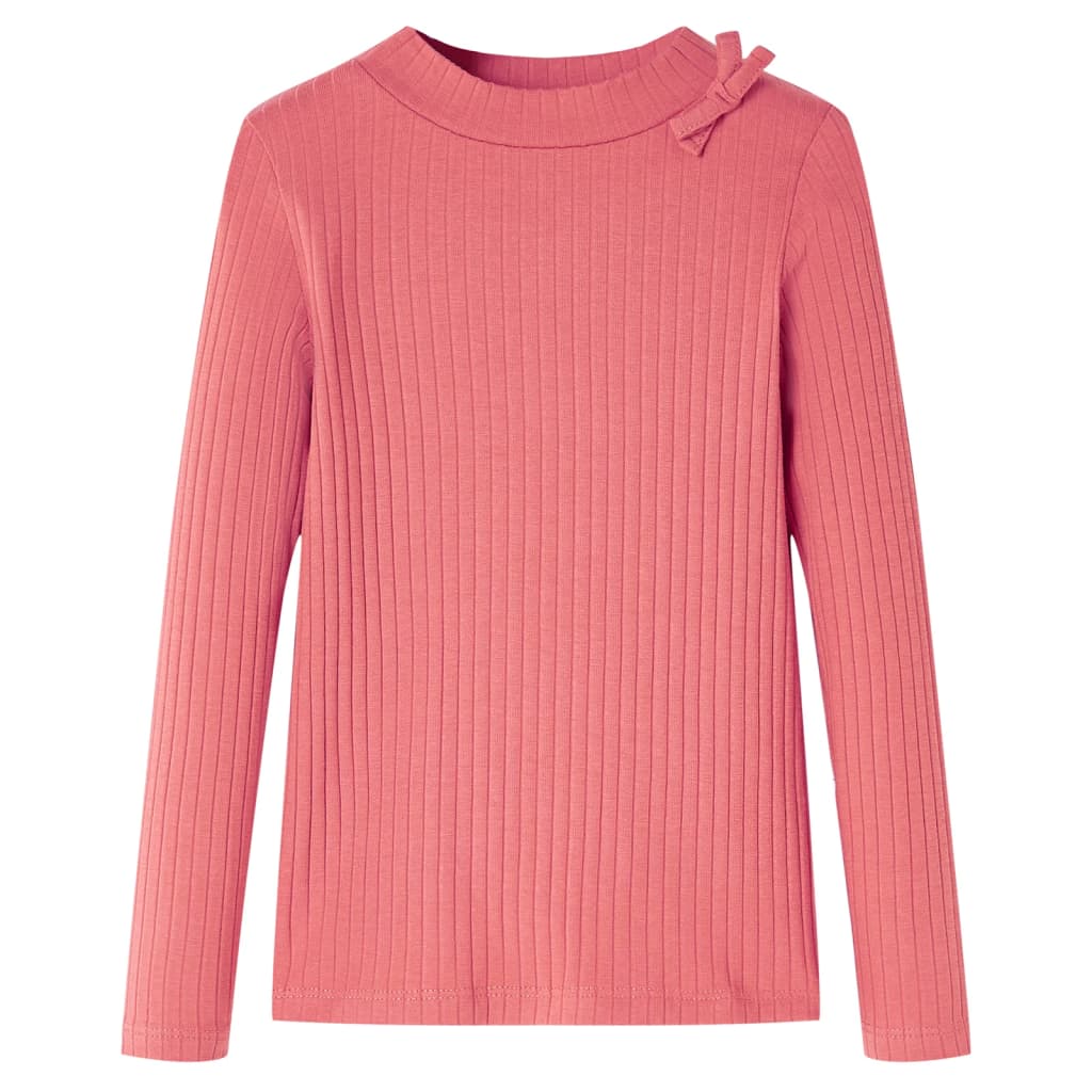 Langærmet T-shirt til børn str. 128 gammelrosa