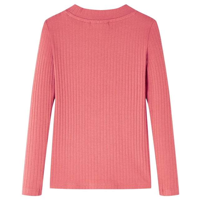 Langærmet T-shirt til børn str. 128 gammelrosa