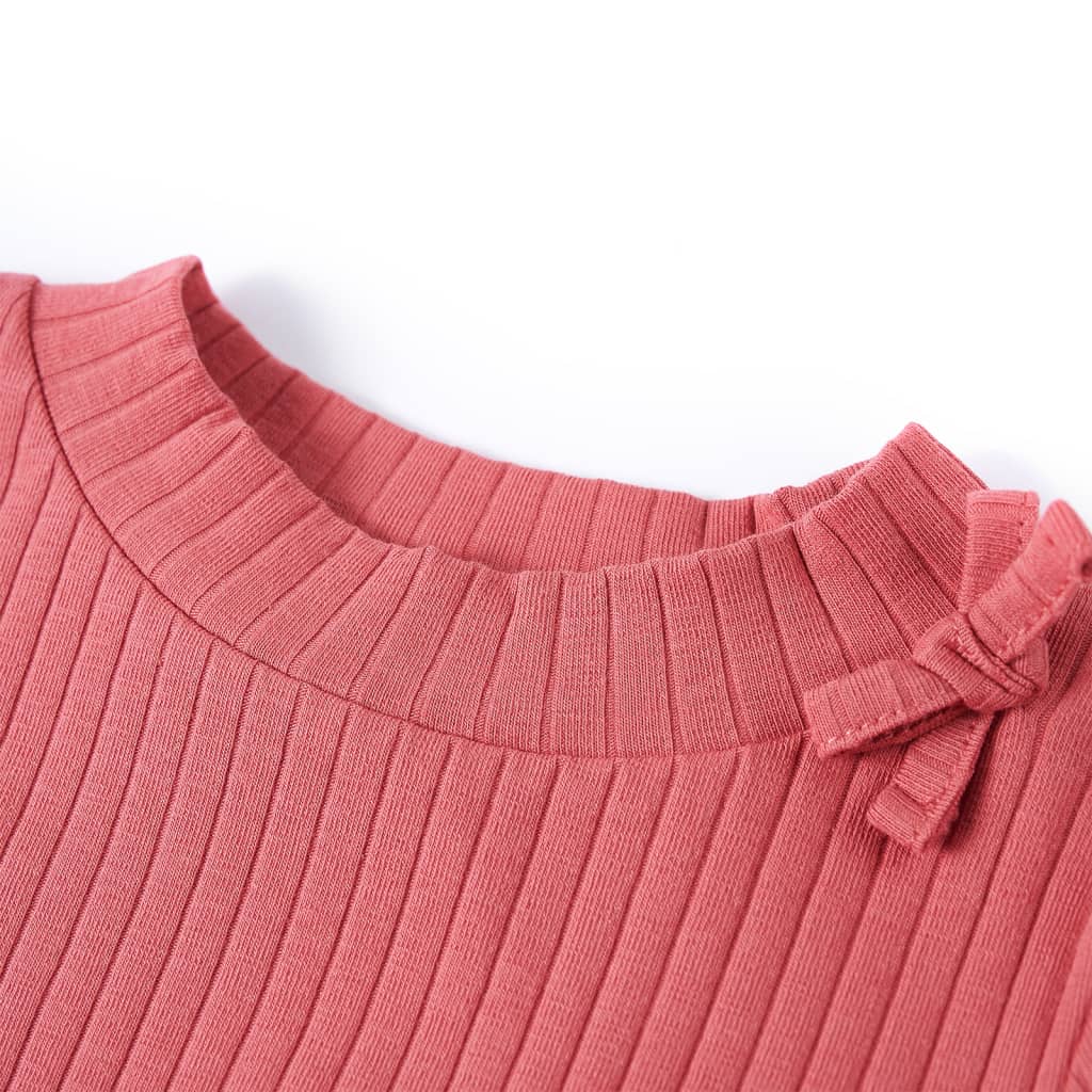 Langærmet T-shirt til børn str. 128 gammelrosa