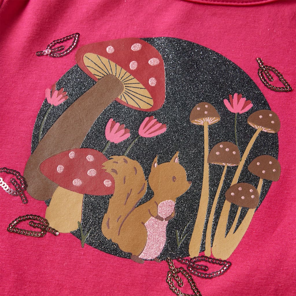Langærmet T-shirt til børn str. 116 pink