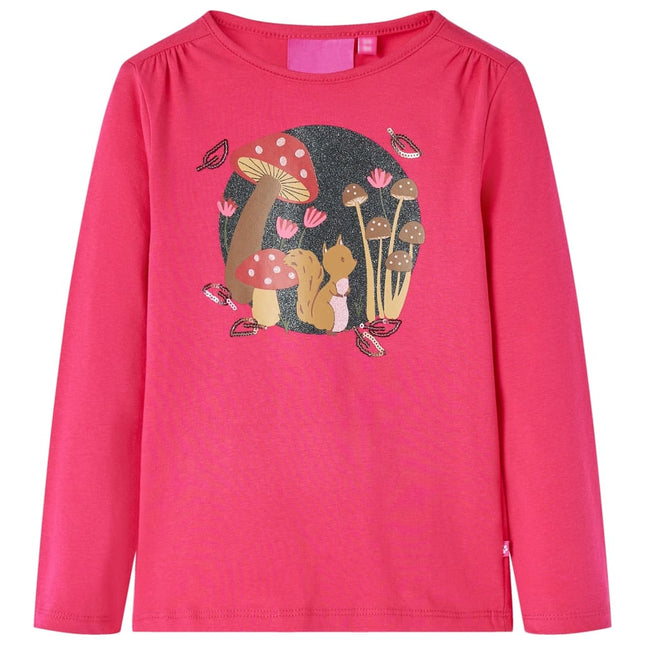 Langærmet T-shirt til børn str. 140 pink