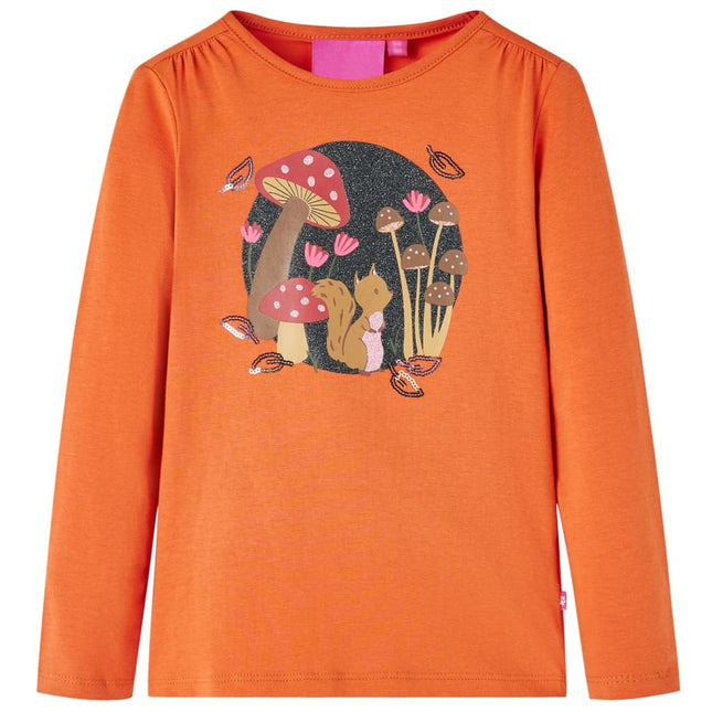 Langærmet T-shirt til børn str. 92 cm orange