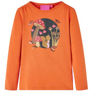 Langærmet T-shirt til børn str. 128 cm orange