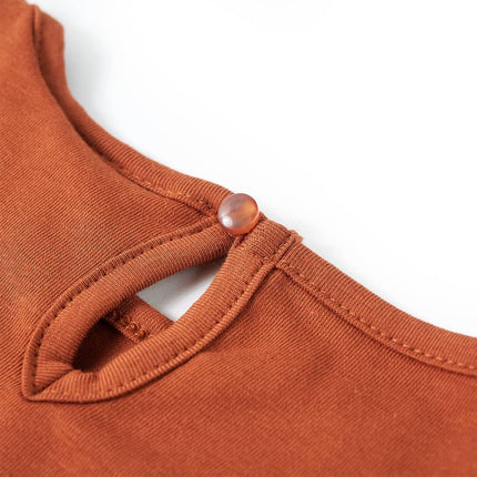 Langærmet T-shirt til børn str. 140 cognacfarvet