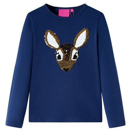 Langærmet T-shirt til børn str. 92 marineblå