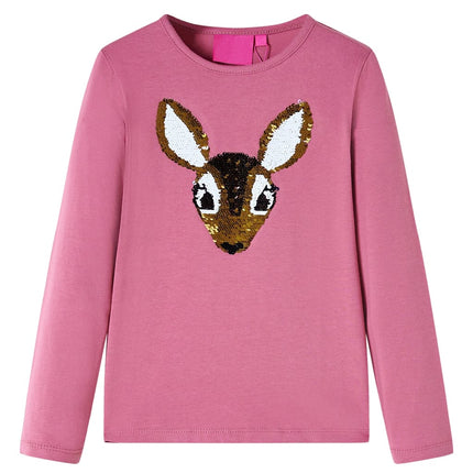 Langærmet T-shirt til børn str. 104 pink