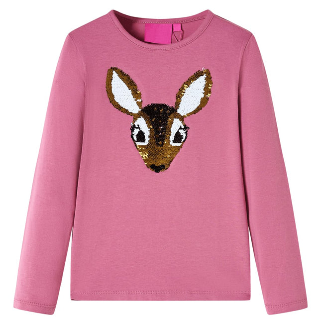 Langærmet T-shirt til børn str. 128 pink