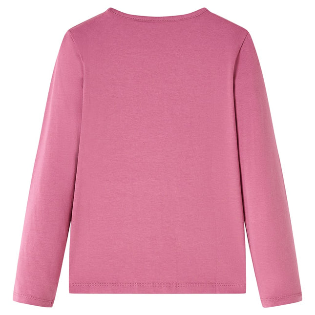 Langærmet T-shirt til børn str. 128 pink