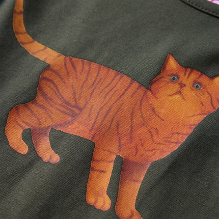 Langærmet T-shirt til børn str. 116 kakifarvet