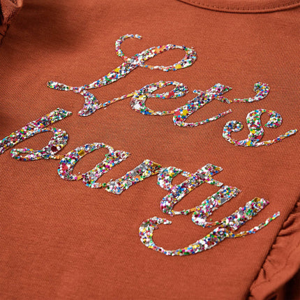 Langærmet T-shirt til børn str. 140 cognacfarvet