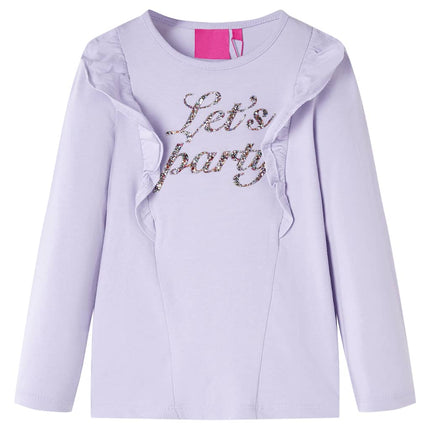 Langærmet T-shirt til børn str. 104 lyslilla