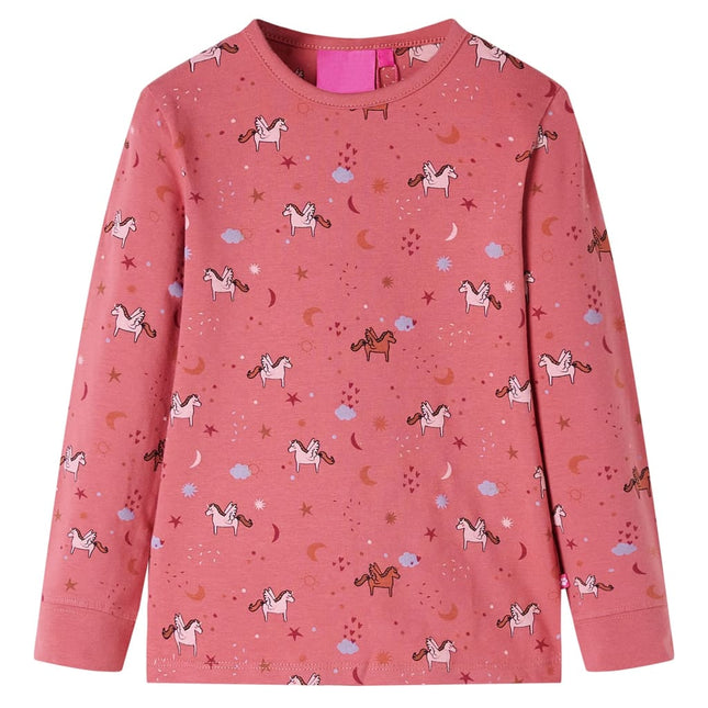 Langærmet pyjamas til børn str. 128 gammelrosa