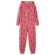 Onesie med hætte til børn str. 104 gammelrosa