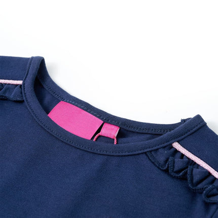 Langærmet T-shirt til børn str. 104 marineblå