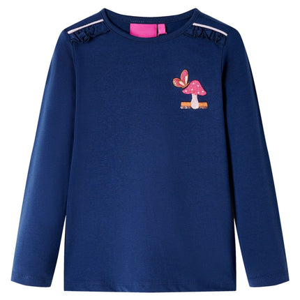 Langærmet T-shirt til børn str. 128 marineblå