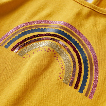 Langærmet T-shirt til børn str. 128 okkergul