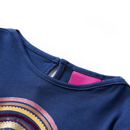 Langærmet T-shirt til børn str. 104 marineblå