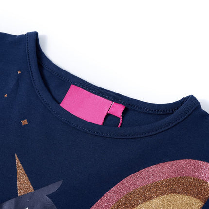 Langærmet T-shirt til børn str. 92 marineblå