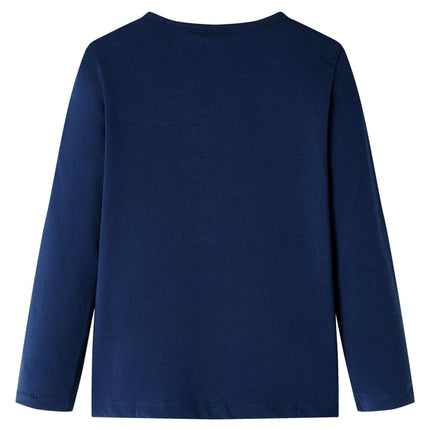 Langærmet T-shirt til børn str. 128 marineblå