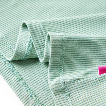 Langærmet T-shirt til børn str. 128 mock-rullekrave mørk mintgrøn