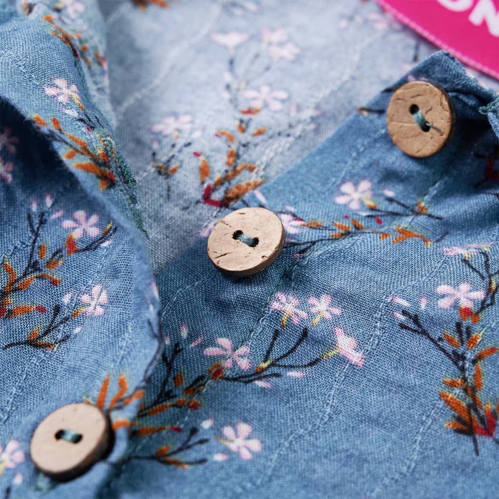 Langærmet kjole til børn str. 128 petroleumsblå