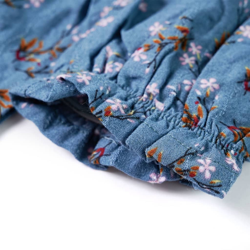 Langærmet kjole til børn str. 128 petroleumsblå