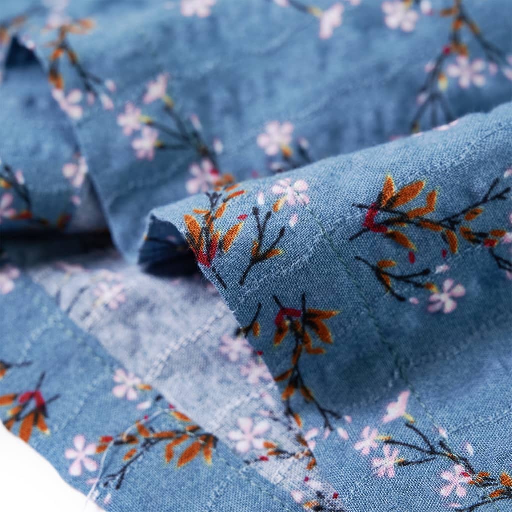 Langærmet kjole til børn str. 128 petroleumsblå