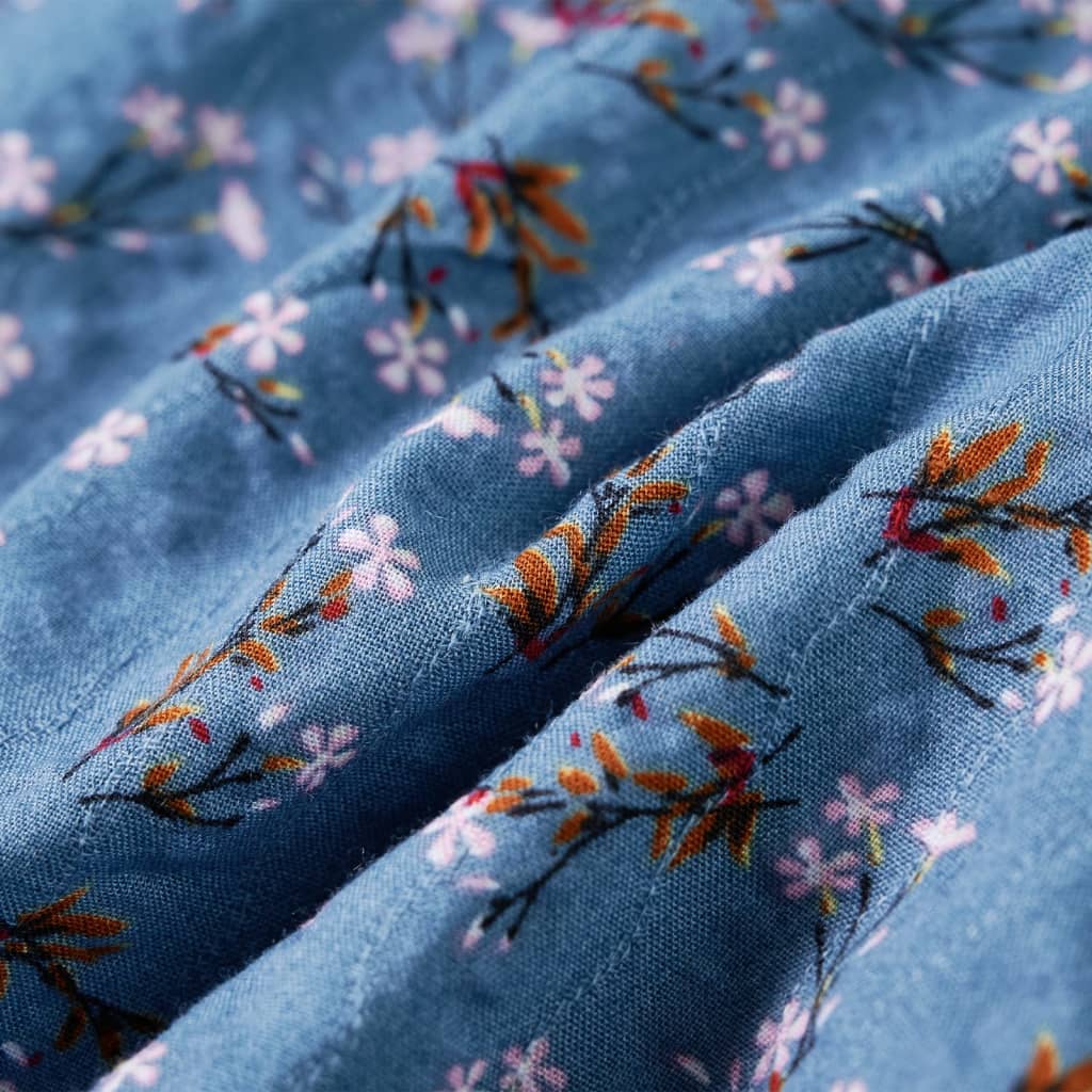 Langærmet kjole til børn str. 128 petroleumsblå