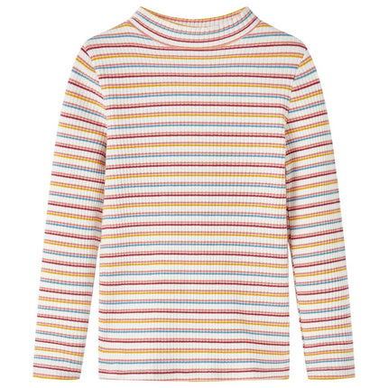 Langærmet T-shirt til børn str. 92 mock-rullekrave ecrufarvet