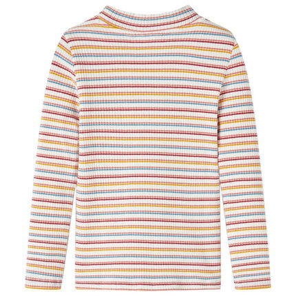 Langærmet T-shirt til børn str. 104 mock-rullekrave ecrufarvet
