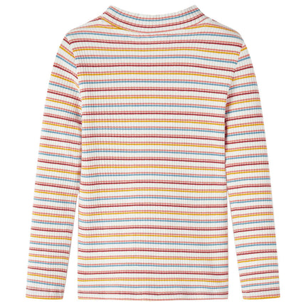 Langærmet T-shirt til børn str. 128 mock-rullekrave ecrufarvet