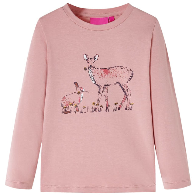 Langærmet T-shirt til børn str. 92 lyserød