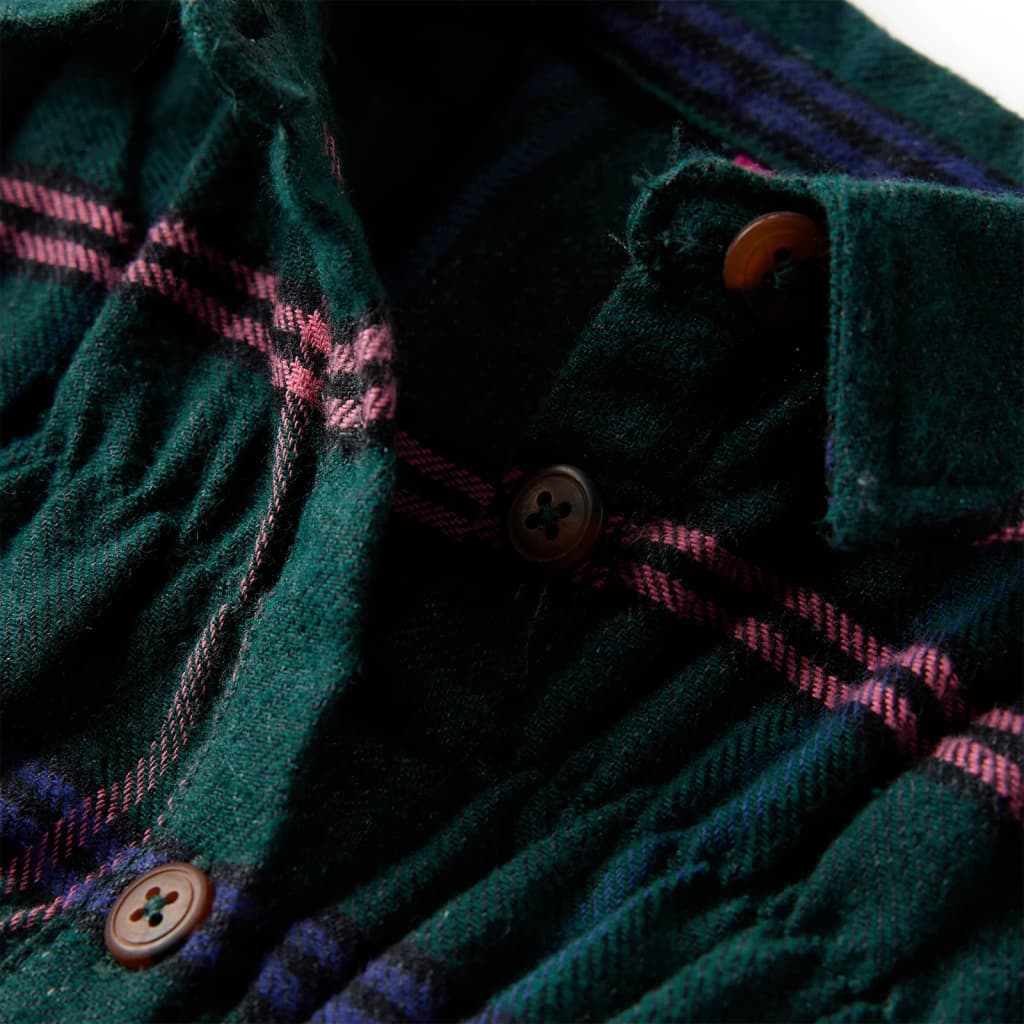 Langærmet kjole til børn str. 92 flæser mørkegrøn