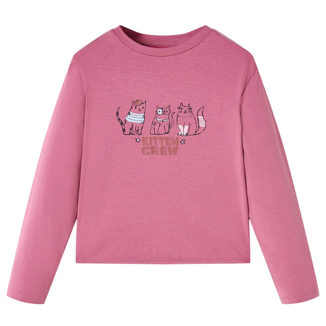 Langærmet T-shirt til børn str. 140 cm pink
