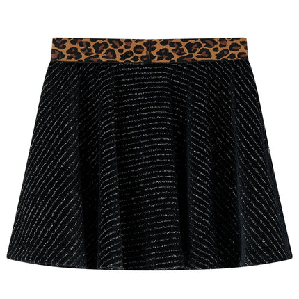 Nederdel til børn str. 116 leopardmønster sort